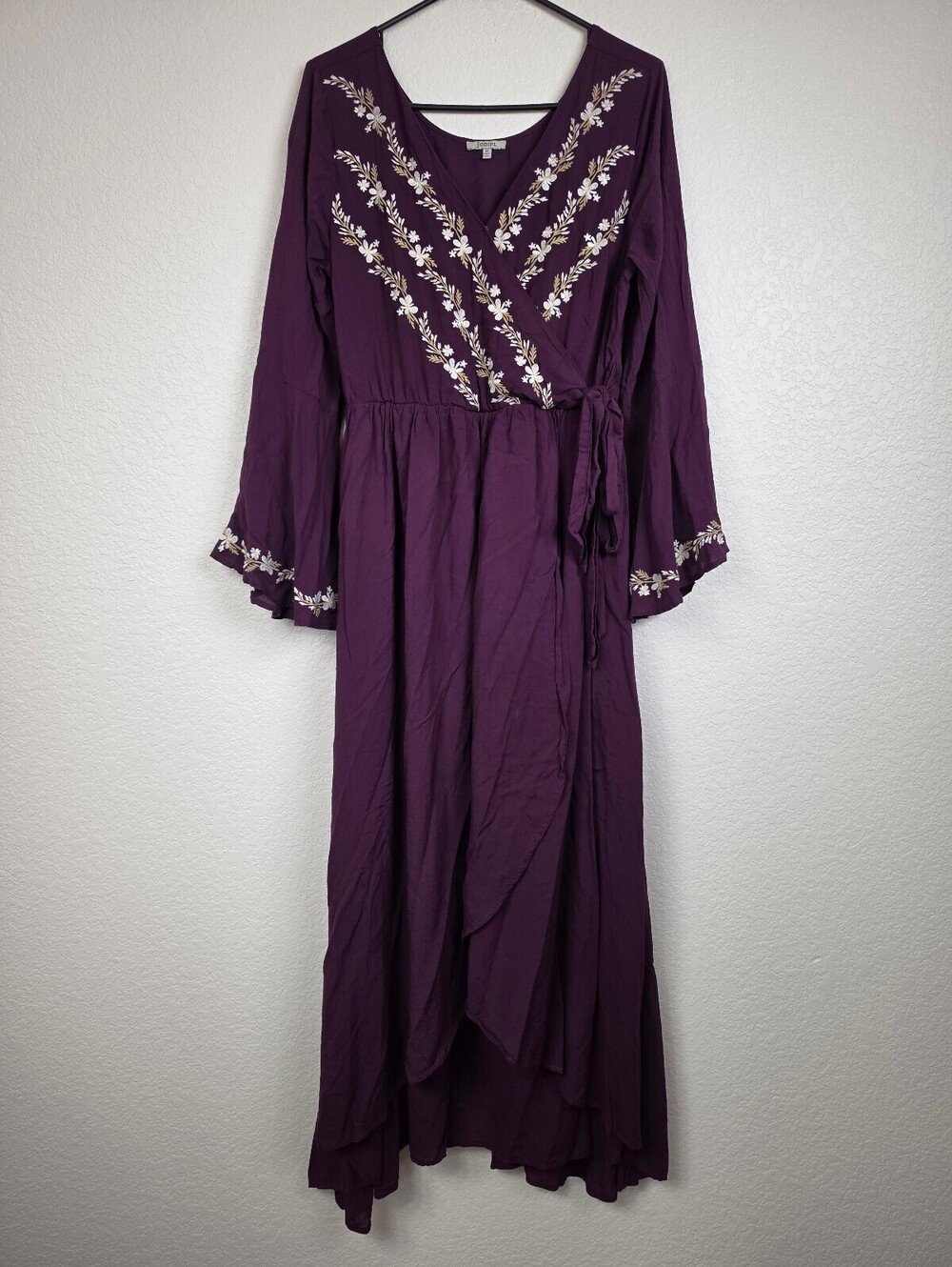Anthropologie Jodifl Medium Purple Embroidered Maxi Dress